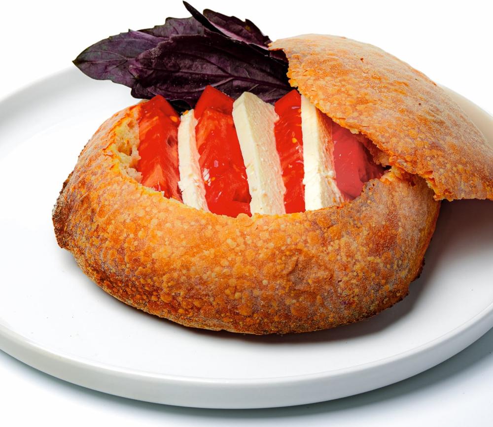 Armenian Pocket with feta, tomatoes and purple basil